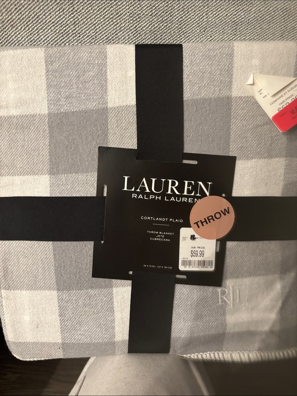 Lauren Ralph Lauren Cortlandt Plaid Throw Blanket - Gray